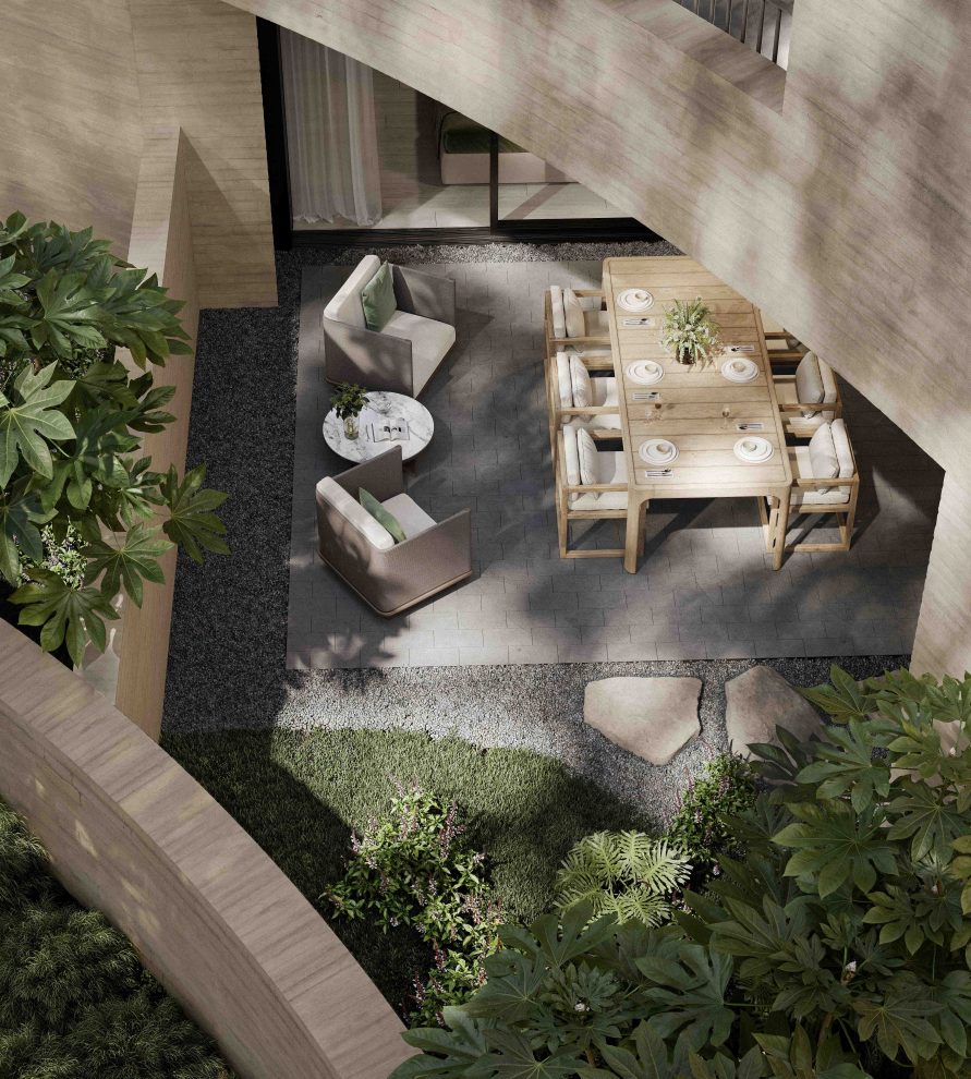 Terrace from birds eye view.
